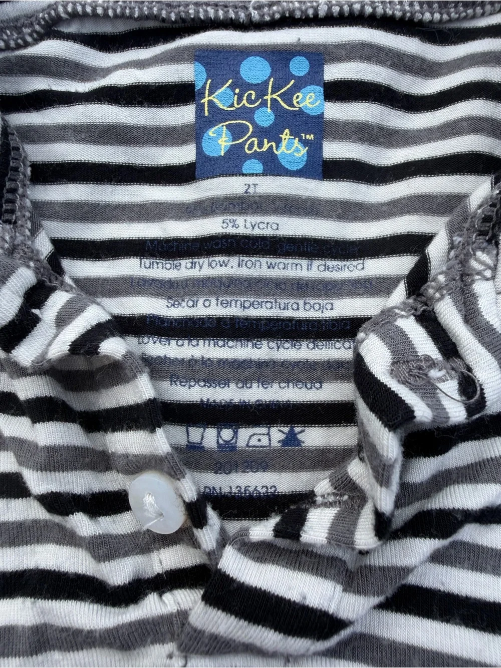 KicKee Pants Bamboo Long Sleeve Polo Shirt Gray Stripe 2T Boy Girl Unisex Soft